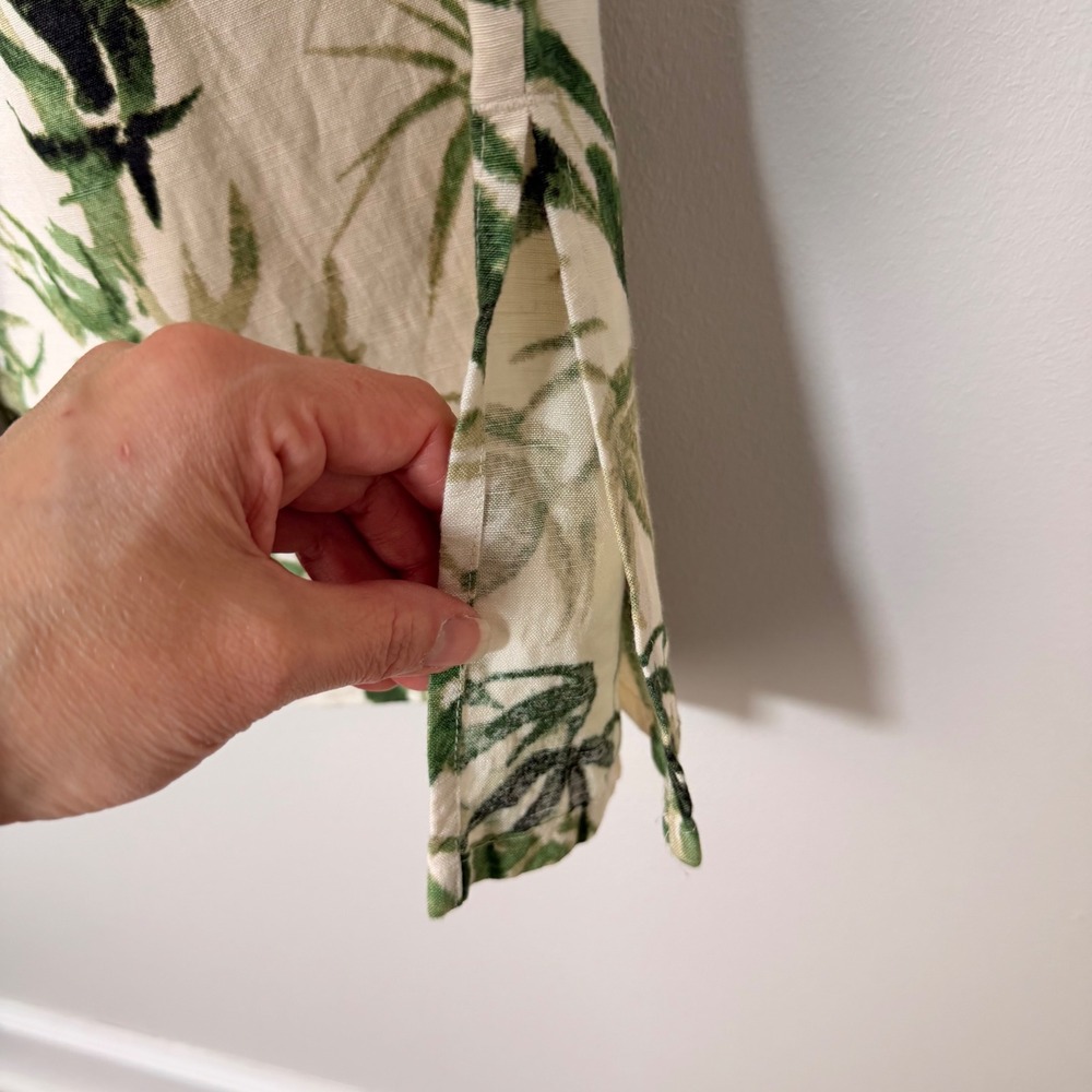 J. Jill Wide Leg Linen Blend Cropped Botanical Print Pants (Small P) Flowy Light - Picture 10 of 16